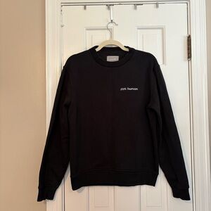 Everlane 100% Human Heavyweight Embroidered Sweatshirt Black Crew Neck - S